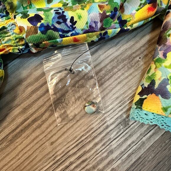 NWT Alexia Admor Maxi Slit‎ Dress Flutter Sleeve Yellow Teal Floral Women’s Sz 6 - Picture 11 of 11